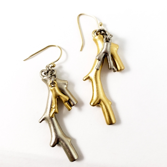 Vintage Jewelry - Vintage Coral Earrings Silver and Gold Tone